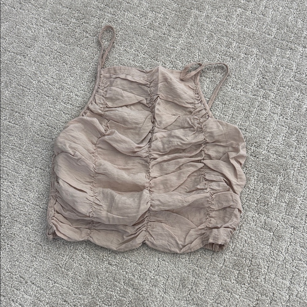 Zara beige offwhite peasant tank top Blouse